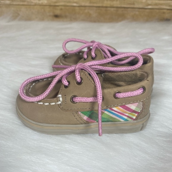Sperry Top Sider Infant Size 1M Leather Upper Boat Shoes Pink Laces Pre-owned - Picture 3 of 13
